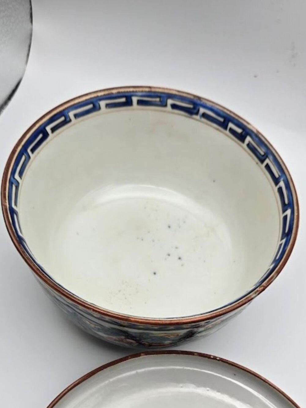 Vintage Japanese kutani ceramic painted covered rice bowl with lid - Picture 7 of 7